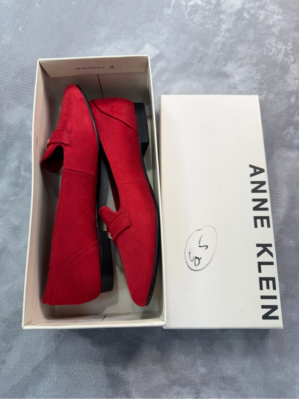Anne Klein Red Suede-Look Slip-On Loafers Women’s Shoes party guest summer 8.5